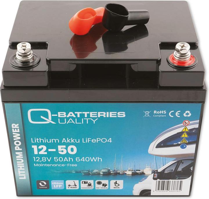 Produktbild Q-Batteries Lithium Akku 12-50 12,8V 50Ah 640Wh LiFePO4 Batterie (50000 mAh)