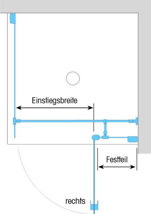 Actual product image Dusbad Shower cubicle/ shower enclosure Shower bath 2 hinged doors on fixed part on the right + shower (90 cm, 90 cm, 202.50 cm)