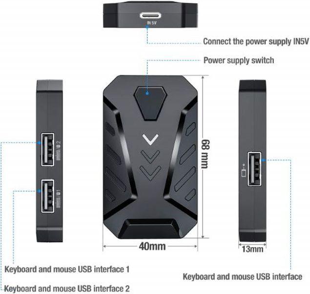 Produktbild MU Classic 4 in 1 Gaming Set - Einhandtastatur, Maus und Maus/Tastatur Converter (DE, Kabelgebunden)
