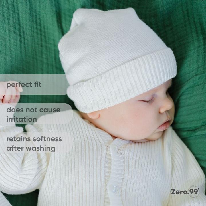Immagine prodotto Zero.99 Babymütze gestrickt, 100% Baumwolle, 0–3 Monate (50, 56, 62)