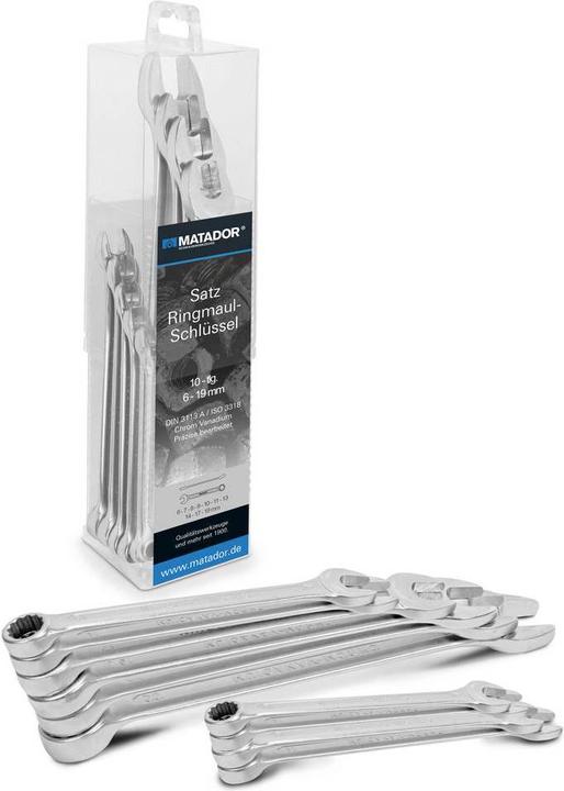 Actual product image Matador Combination spanner set, 10 pcs., 6 - 19 mm (9 mm, 7 mm, 8 mm, 19 mm, 17 mm, 14 mm, 11 mm, 6 mm, 13 mm, 10 mm)