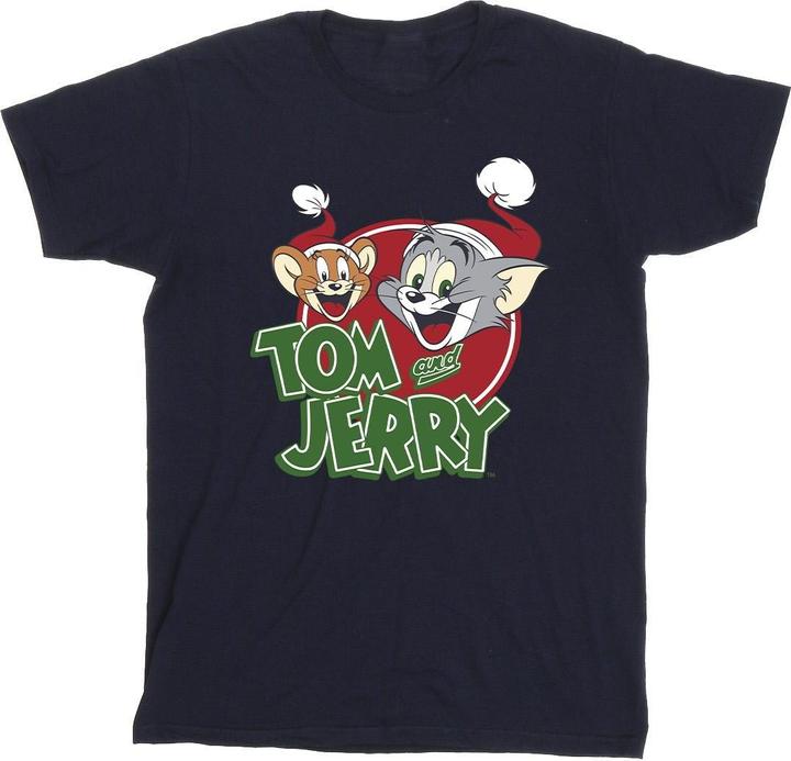 Tom & Jerry Christmas Hat Logo TShirt (S)