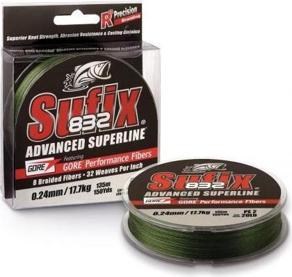 Sufix 832 Braid 120m Vert basse visibilité (5.90 kg, 0.10 mm)