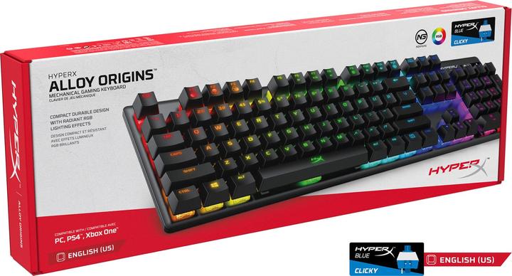 Actual product image HyperX Alloy Origins Mechanical Gaming Keyboard, US Layout, Blue Switch (US, Cable)