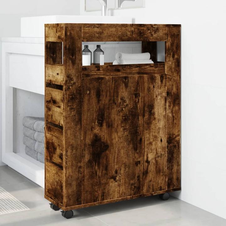 Actual product image VidaXL Narrow bathroom cabinet with castors