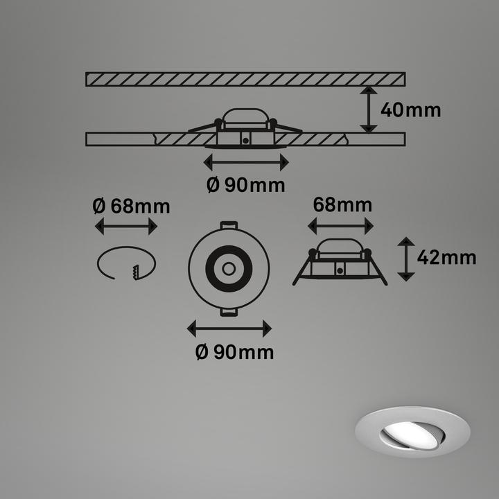 Immagine prodotto Briloner Apparecchi da incasso a LED, set di 3, IP65, cromo opaco, 3xLED board/4.9W (480 lm)