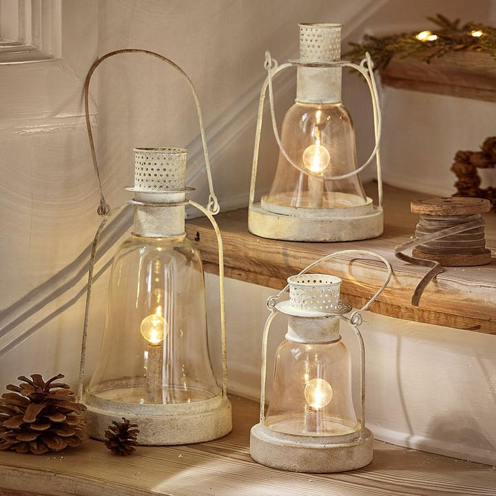 Image du produit Loberon Lanterne LED Set de 3 Fitou blanc antique (H, 3 x)