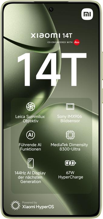 Immagine prodotto Xiaomi Pacchetto di lancio 14T + Monitor da gioco curvo da 30 pollici (256 GB, Verde limone, 6.67", Doppia SIM, 50 Mpx, 5G)