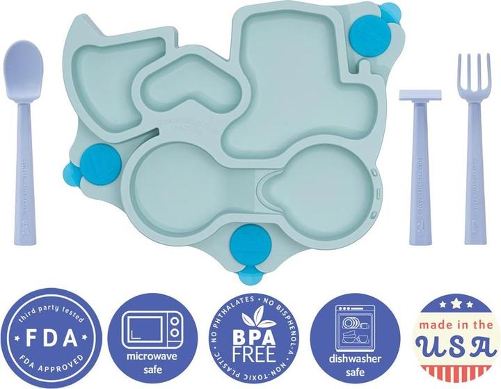 Image du produit Constructive Eating Camion Assiette, bleu-vert