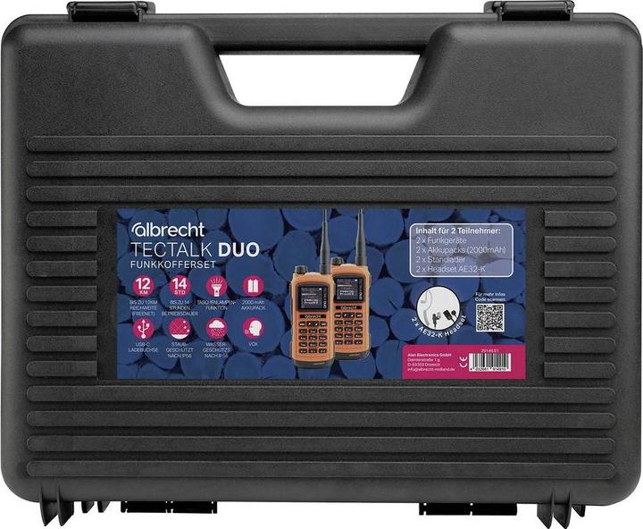 Produktbild Albrecht Tectalk Duo PMR 446 u. Freenet 2er Kofferset (8 km)