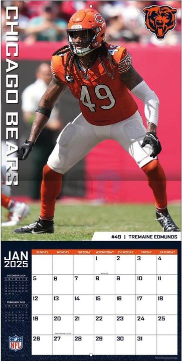 Image du produit NFL - Chicago Bears - Calendrier mural d'équipe 30,5 x 30,5 cm 2025 (30,5 x 30,5 cm, Français, Italien, Espagnol, Allemand, Anglais)