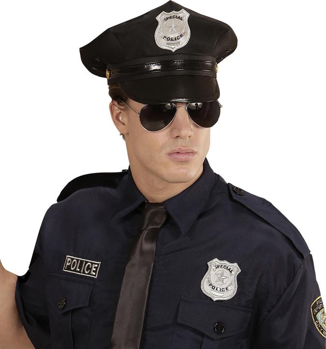 Actual product image Magni Widmann 95719 - Disguise set policeman, hat, glasses and badge, theme party, carnival