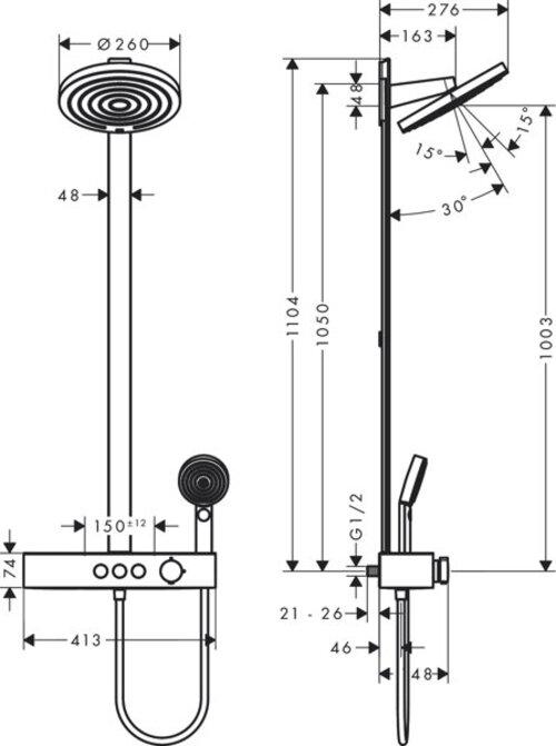 Produktbild hansgrohe Showerpipe 260 2jet mit ShowerTablet Select 400 : Farbe - Chrom