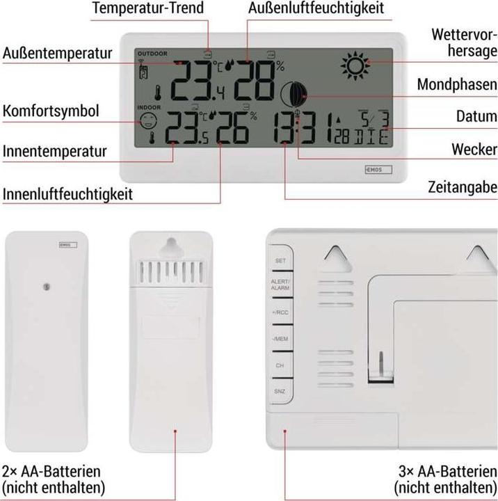 Actual product image Emos Drahtlose Wetterstation E0531