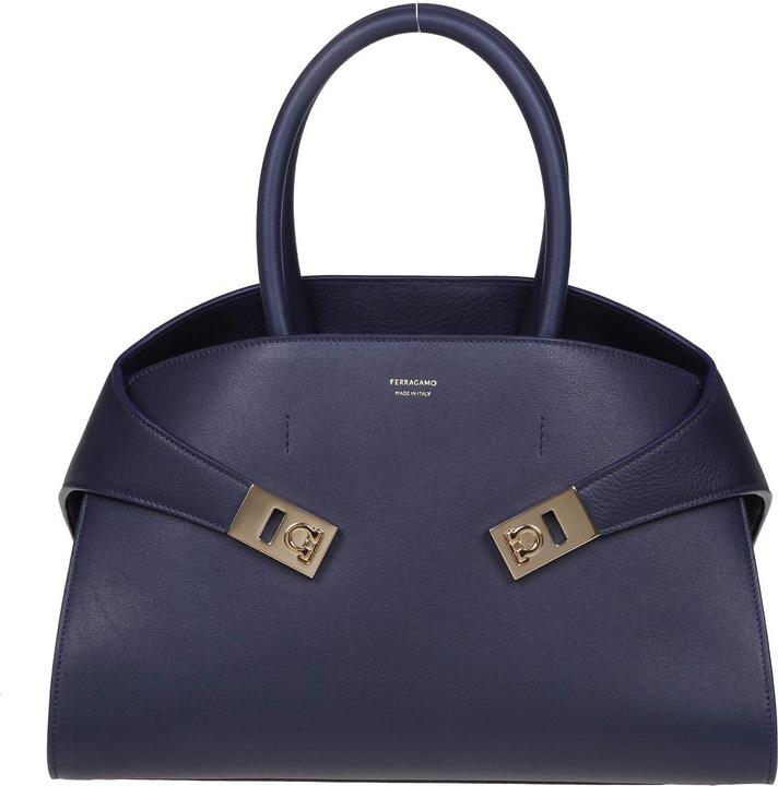 Salvatore Ferragamo Ferragamo hug th m handbag in blue leather