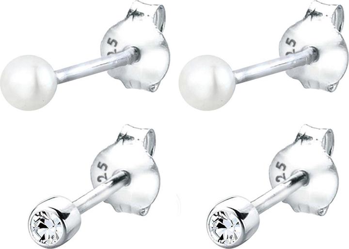 Actual product image Elli Basic ear studs, pearl, pearl ear studs (925 sterling silver, Freshwater cultured pearls, Glass crystal)