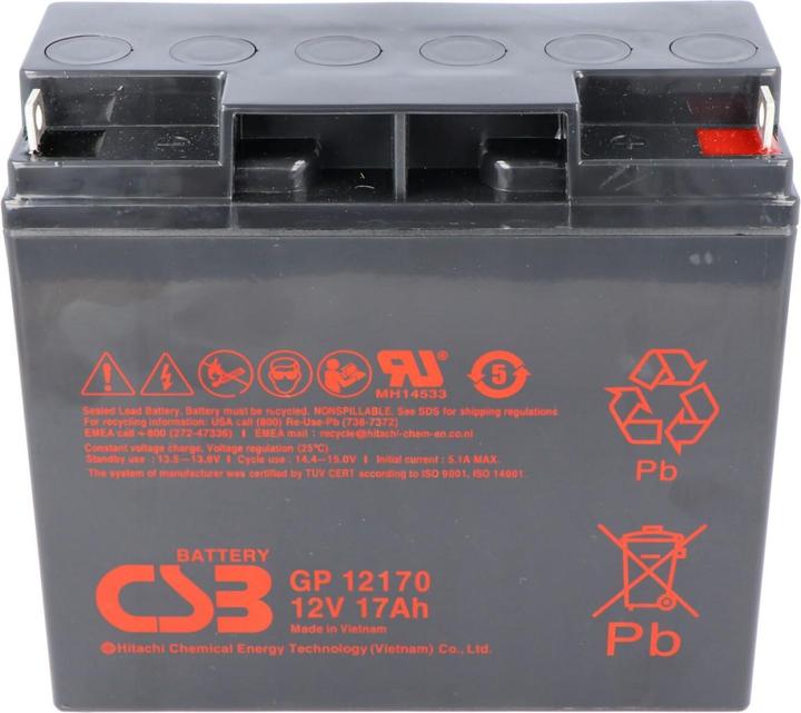 Actual product image CSB GP12170 12 Volt AGM Bleiakku 17Ah, 181x76x167mm M5 Flachpol - M5 B/N 5 Jahres Type + Standby (1 pcs., 17000 mAh)