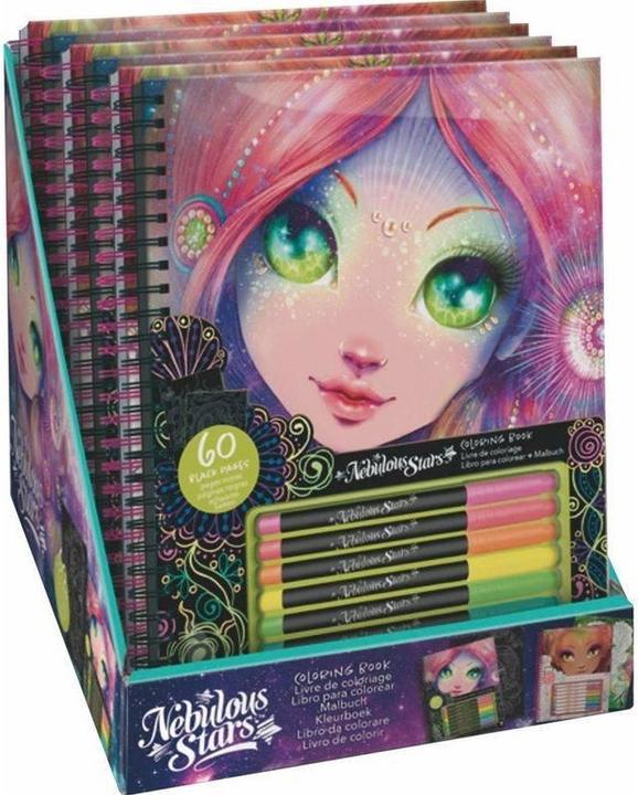Actual product image Nebulous Stars Colouring book with black pages