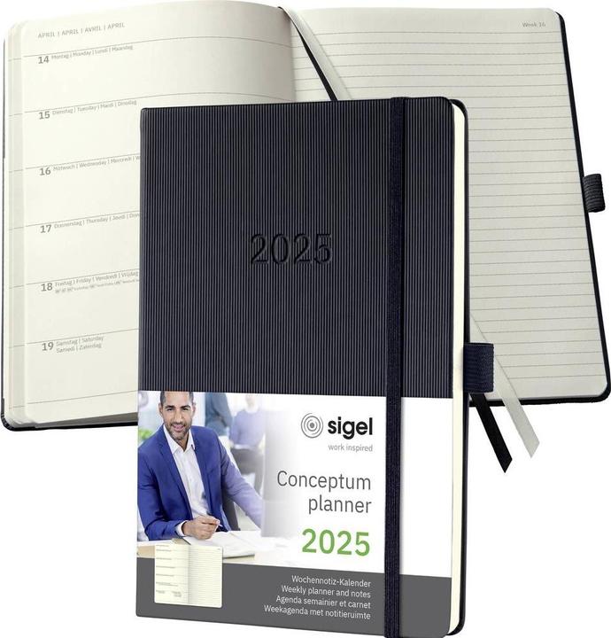 Image du produit Sigel Agenda / organiseur semainier 2025 C2514 1W/1S noir 21.3x14.8cm (Allemand)