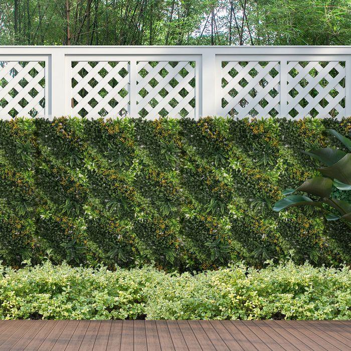 Actual product image Swisshandel24 12 pieces artificial plant wall hedge 50x50 cm UV protection Privacy screen Multi-leaf design Hedge (50 cm)