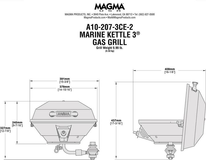 Actual product image Magma Marine Kettle 3" Gas Grill for Boats