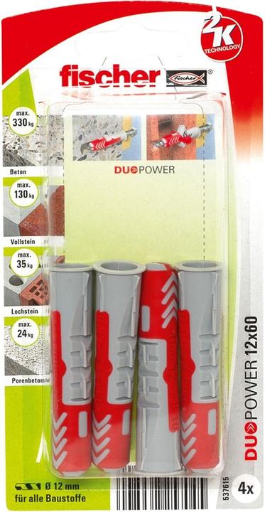 Actual product image Fischer 537615 Assembly sets 4 x DUOPOWER 12x60 K (4) (4 pcs.)