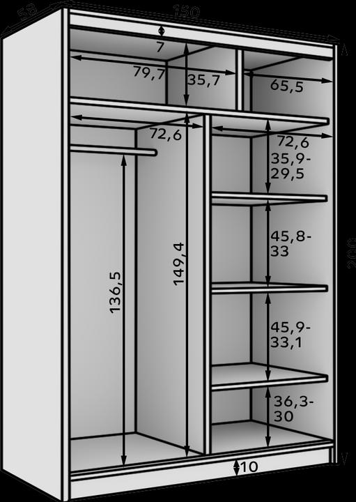 Produktbild ADRK Furniture Cardi Schwebetürenschrank 150