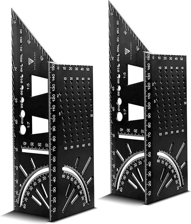 Actual product image Stahlwerk Set of 2 mitre angle ruler with stop and drilling jig 3D angle mitre gauge