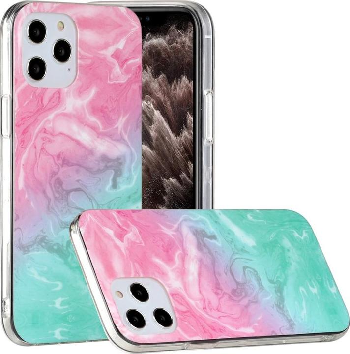 Produktbild Cover-Discount iPhone 12 / 12 Pro - Softes Silikon Gummi Case Marble rosa / blau (Apple iPhone 12, Apple iPhone 12 Pro)
