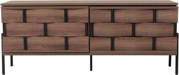 Produktbild Mendler TV-Rack HWC-M44, Staufächer, 3D-Flecht-Design Push-to-open Türen 120cm, braun (120 x 35 x 51 cm)