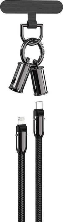 Actual product image Devia cable lanyard 2in1 PD USB-C - Lightning 1,2 m 27W black (1.20 m, USB 3.2 Gen 1)