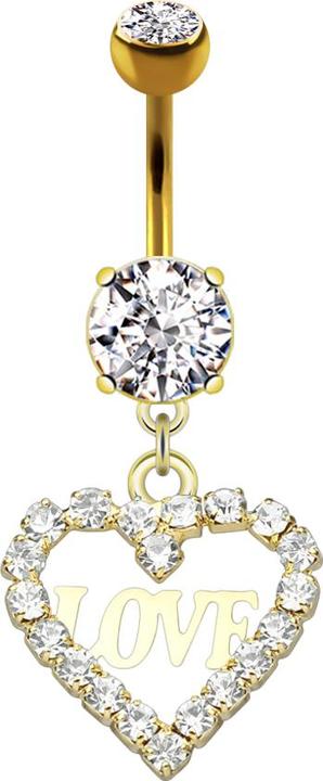 Immagine prodotto Star Piercing Banana placcata oro 14k con due sfere di cristallo ciondolo in argento cuore di cristallo Love (Acciaio chirurgico 316L, Ottone)