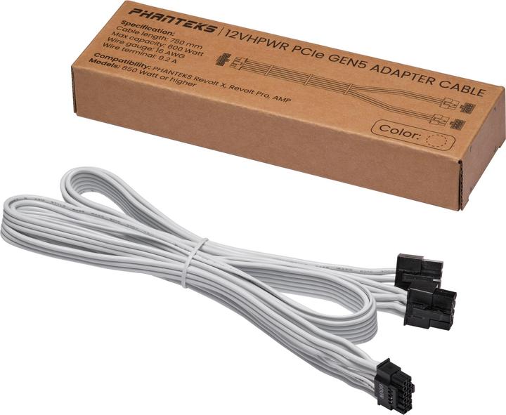 Produktbild Phanteks 2x 8-Pin PCIe auf 12VHPWR PCIe 5.0 Adapter - weiss