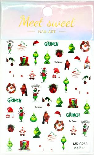 Nagellack24 Nail Art Sticker selbstklebend - The Grinch