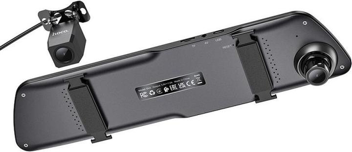 Immagine prodotto Hoco Specchio per cruscotto + telecamera posteriore DV4, LCD da 4,5 pollici, nero (Display integrato, WiFi, Ricevitore GPS, Bluetooth)