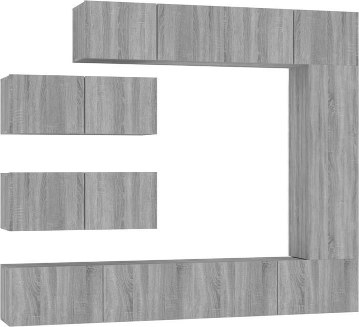 Produktbild VidaXL 7-tlg. TV-Schrank-Set Grau Sonoma Holzwerkstoff,Farbe: Grau (30 x 30 x 30 cm)