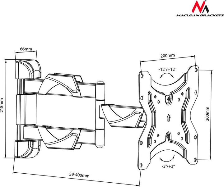 Image du produit Maclean MC-742 Support pour téléviseur (42 pouces) (Mur, 42", 30 kg)
