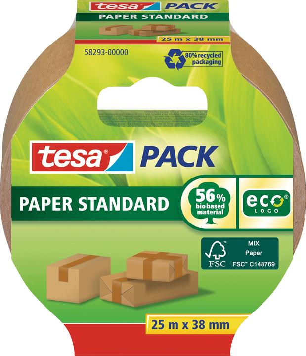 Actual product image tesa tesapack PAPER STANDARD packaging tape - 56 % bio-based material - recycling-friendly (38.38 mm)