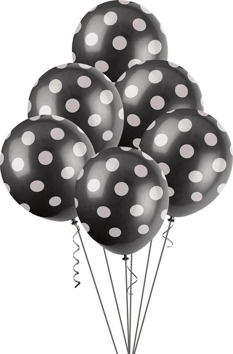 Immagine prodotto Unique Palloncini neri con pois bianchi