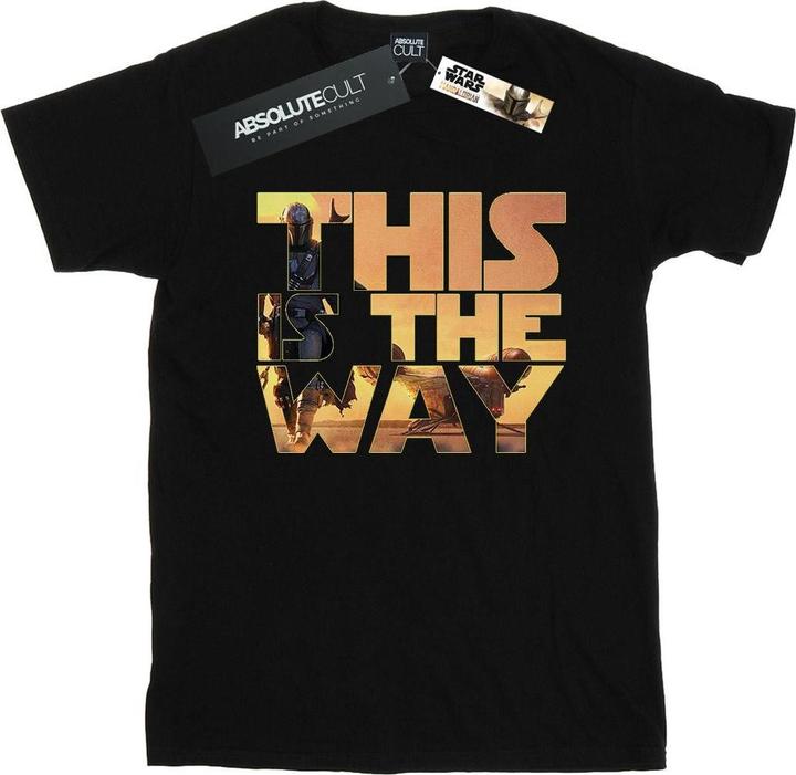 Actual product image Star Wars Mens The Mandalorian The Way Poster Text T-Shirt (XXL)