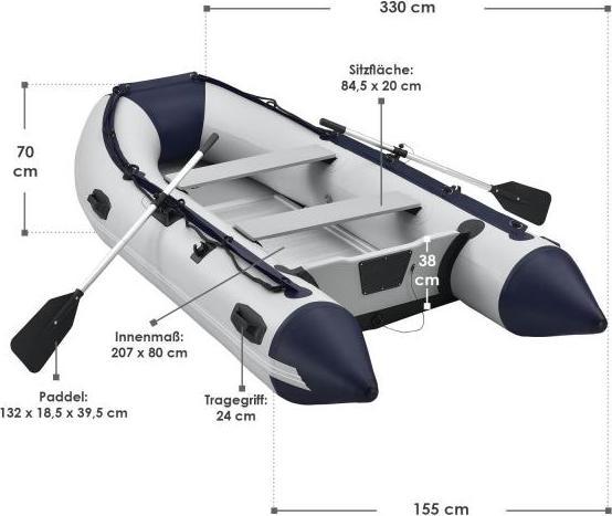 Produktbild Juskys Schlauchboot mit Sitzbänken (320 cm, 4 Pers.)