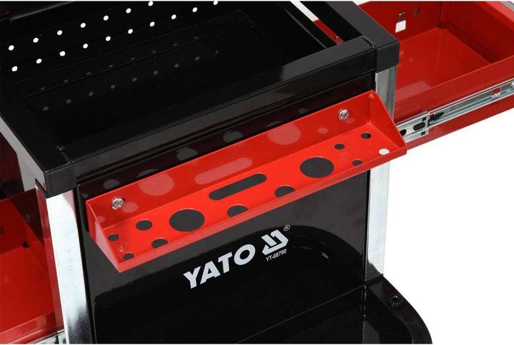 Immagine prodotto Yato Sgabello professionale per officina con 2 cassetti, vano portaoggetti e ripiano, ruotabile a 360°