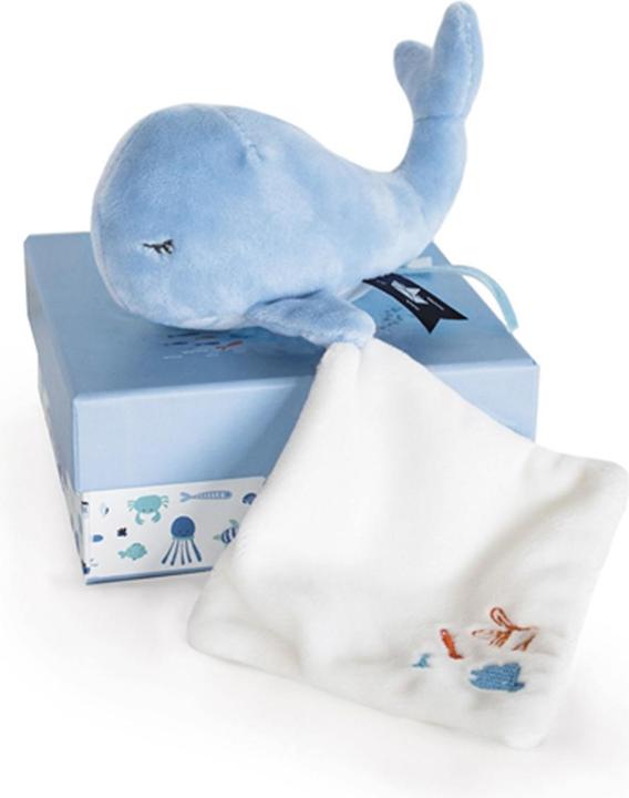Actual product image Doudou et Compagnie Whale with cuddle cloth, blue 15cm (MQ2) **