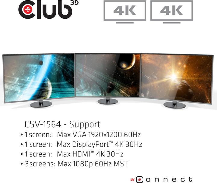 Produktbild Club 3D CSV-1564 (USB-C, 3 Ports)