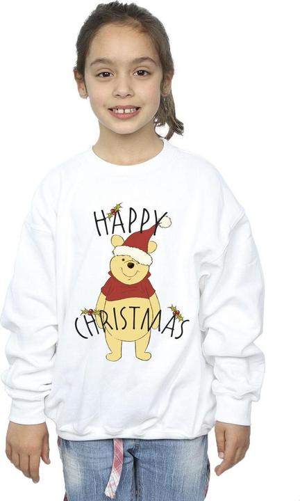 Actual product image Disney Girls Winnie The Pooh Happy Christmas Holly Sweatshirt (152, 158)