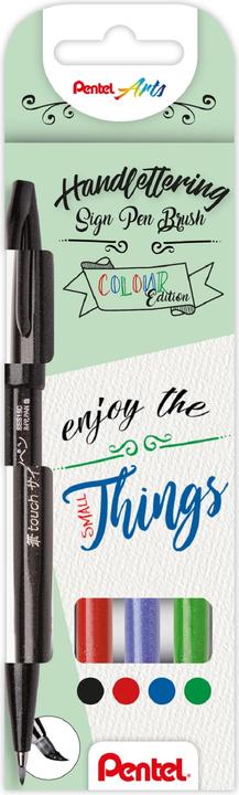 Produktbild Pentel PentelArts Faserschreiber Brush Sign Pen, 4er Etui, Basic (Mehrfarbig, 4 x)