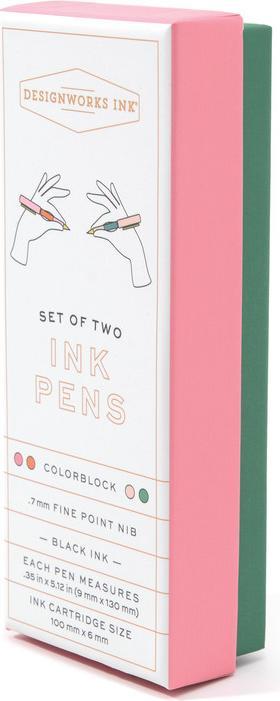 Produktbild Designworks Colour Block Pens - Red Orange & Emerald (Set Of 2) (Mehrfarbig, 2 x)