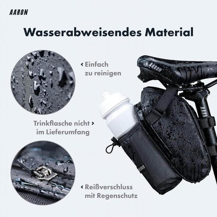 Produktbild Aaron Fahrrad Satteltasche mit Flaschenhalter, Wasserabweisende Fahrradtasche mit Reflektor (10 l, Satteltasche)