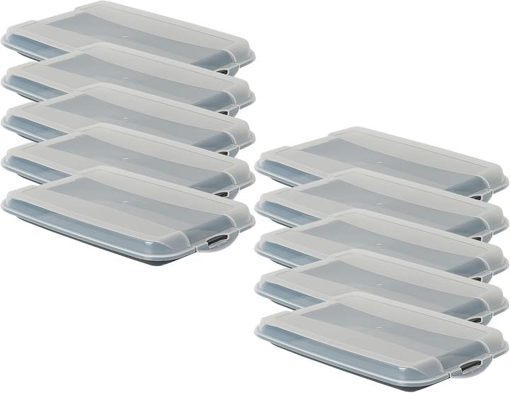 Produktbild Novaliv 10er-Set Anthrazit Premium Aufschnittbox mit Transparentem Deckel, Frischhaltedosen für Wurs (25 x 17 x 3 cm)