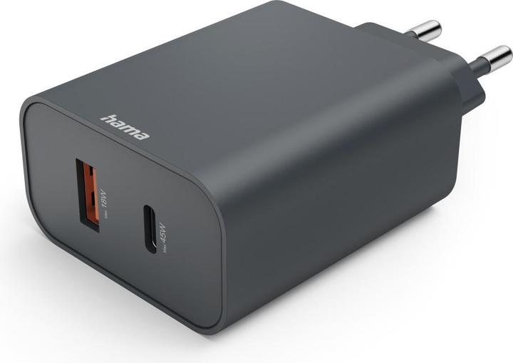 Produktbild Hama Schnellladegerät, USB-C, USB-A, Power Delivery (PD), 45 W, Anthrazit (45 W)